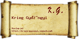 Krieg Gyöngyi névjegykártya